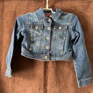 Arizona Jean Co Girls Medium Wash Cropped Denim Trucker Jacket Size M 8